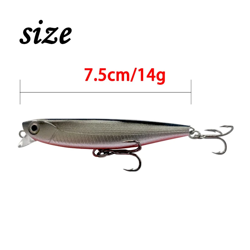 Sinking Pencil Fishing Lures 7.5cm 14g Bass Fishing Artificial Tackle Carp  6 Colors Pesca Accessories Saltwater Fish Bait Isca