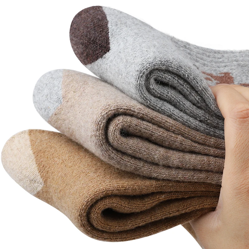 5 Pairs Merino Wool Blend Thermal Socks - Mid Calf, Warm Boot Socks For Men & Women