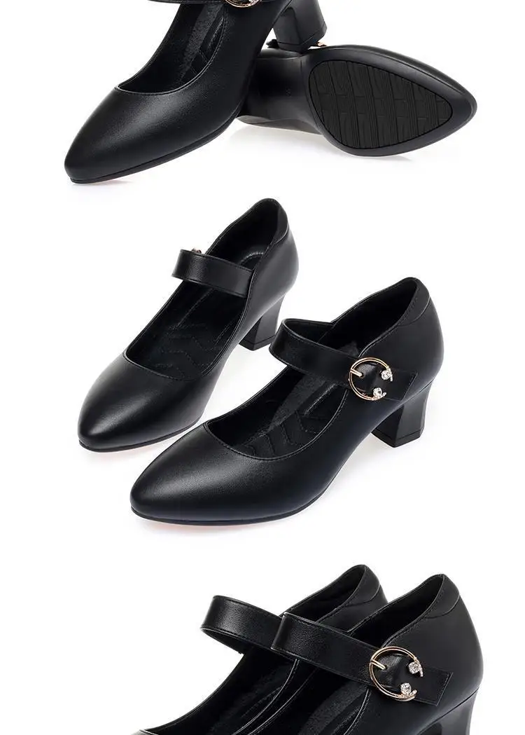 Spitzer quadratischer Absatz, einfarbig, bequeme Damensandalen, Gummi, große Schnalle, Kristall-High-Heels, Bankett, Sommermode – Detail 8