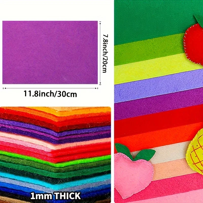 22pcs 6x6&7.8x11.8 Inch Premium Non-Woven Felt Sheets for Crafts 2mm Thick Durable Polyester Blend Assorted Colors Craft Felt felt fabric sheet