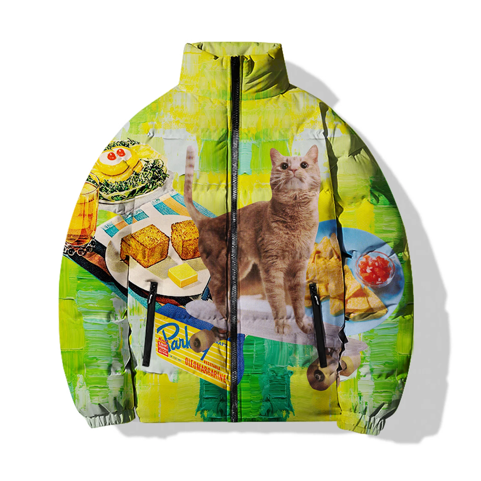 thumbnail image 1 of Chaquetas con estampado de gato musical para hombre, parkas de moda, abrigos de invierno casuales y versátiles para hombre, parka cómoda y cálida para hombre, 1 of 5