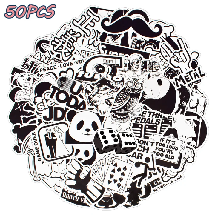 Black and White Random Stickers – Stickerload