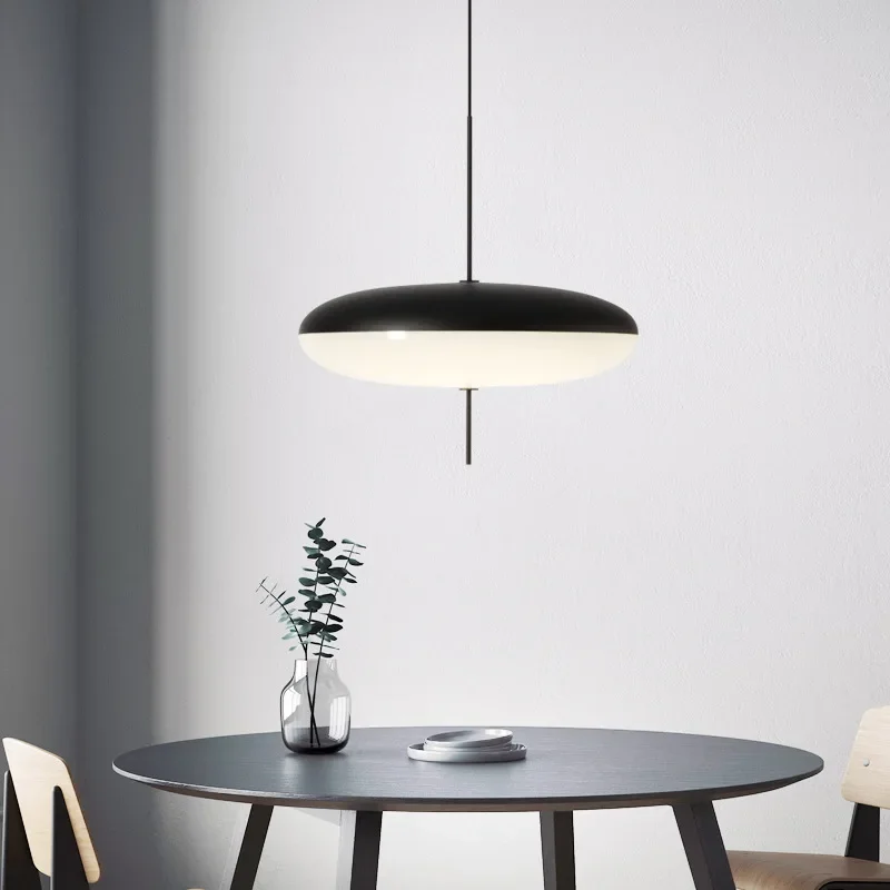 Modern Flying Saucer Pendant Light 30/50cm Black White Hanging Lamp Restaurant Study Living Room Bedroom Bar Room Decor Fixtures