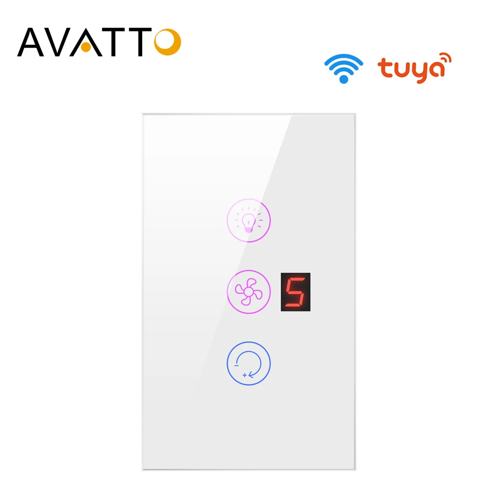 AVATTO Tuya Wifi Fan Light Switch Smart Ceiling Fan Lamp Switch Various Speed Voice Controlled by Alexa Google Home