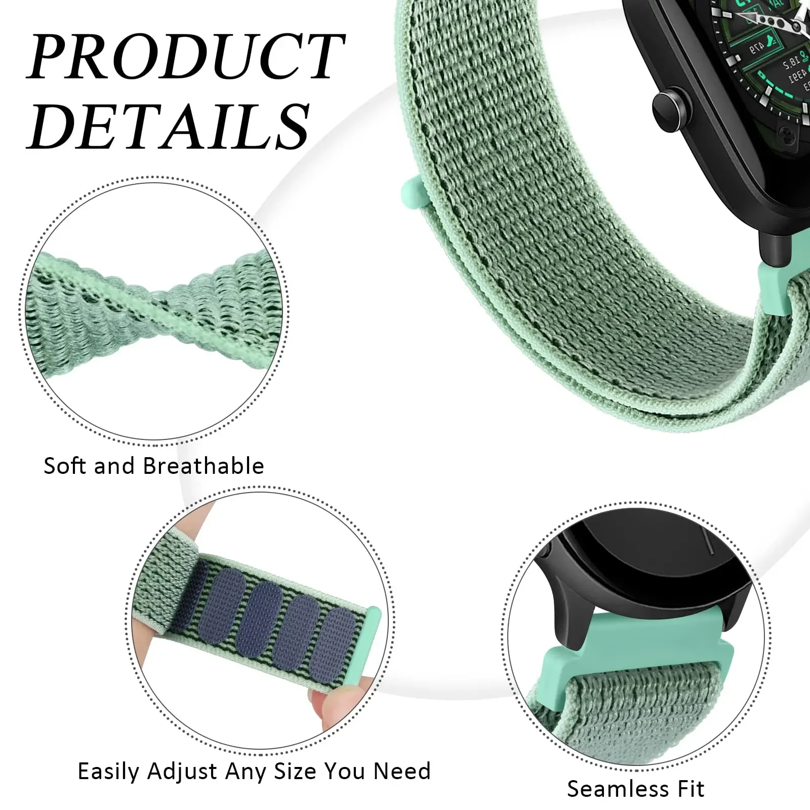 Breathable Sport Nylon Watchband - Adjustable Strap Bracelet