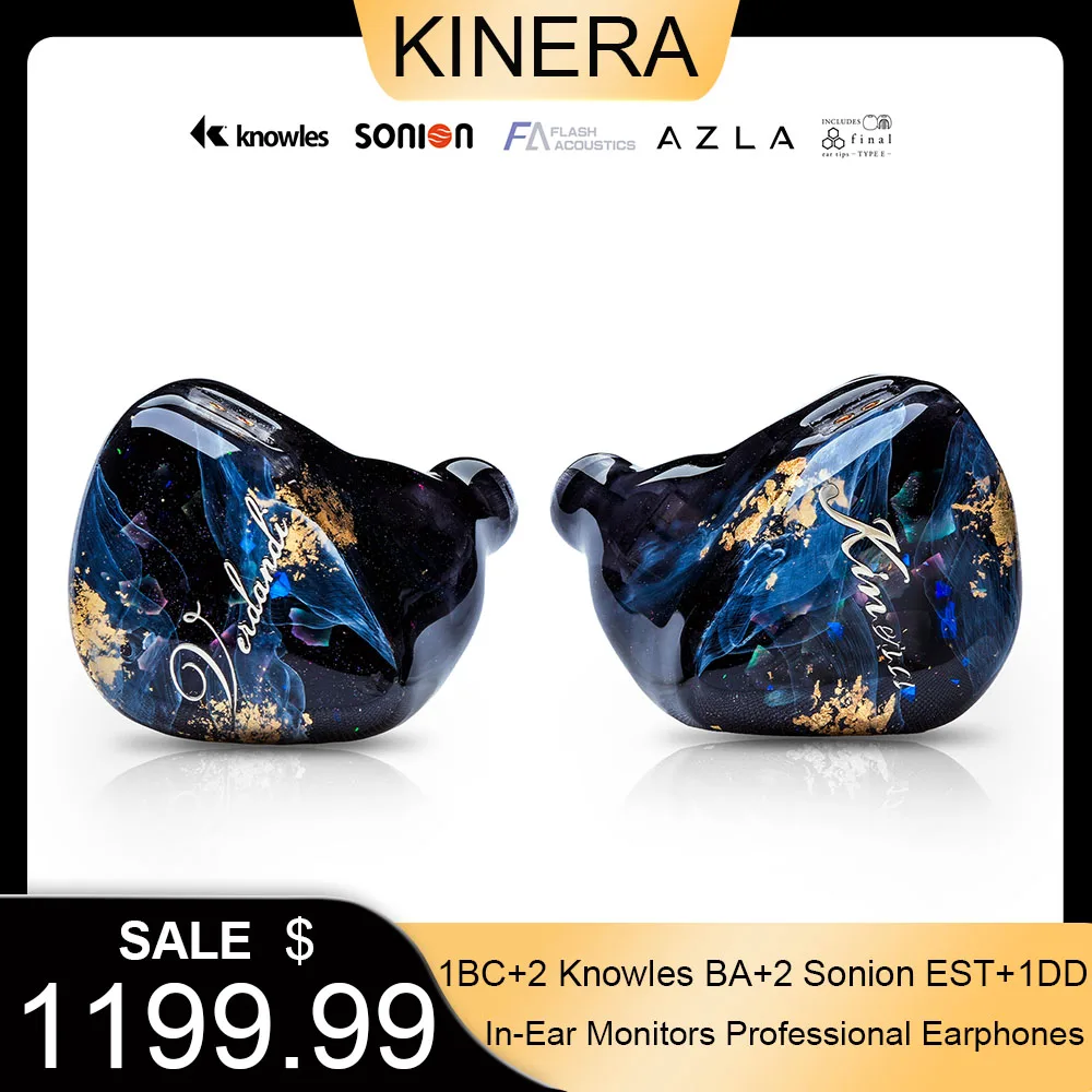 New Kinera Imperial Verdandi 1BC+2 Knowles BA+2 Sonion EST+1DD In-Ear Monitors Professional Earphones for Stage Studio Musicians