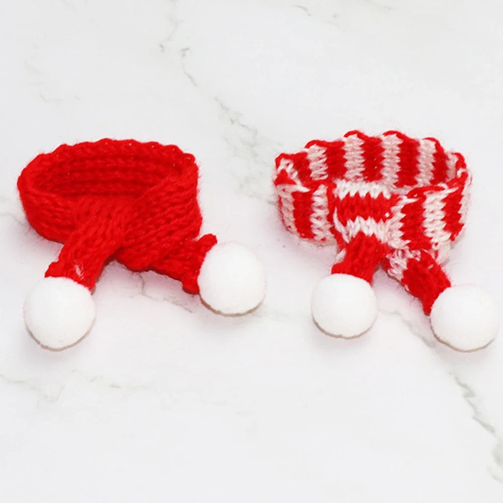 Mini Knitting Scarf Wine Bottle Decor Xmas Tree Ornament Pompon Red Scarf Christmas New Year Party Decoration Supplies 10/1PCS