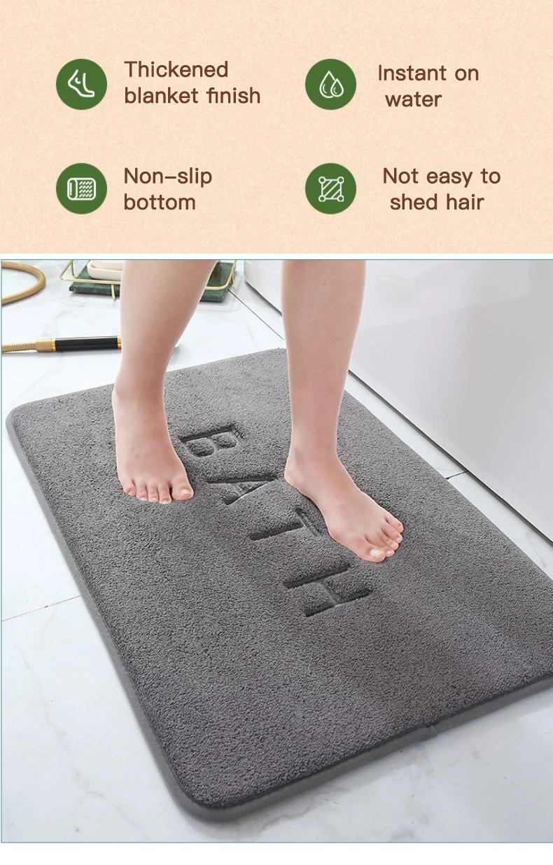 Anti-Rutsch-Matte aus Kaschmir-Memory-Schaum-Teppich Korallen-Fleece-Super-Saugfähige Boden matte Küche Wohnzimmer Bad – Detail 3