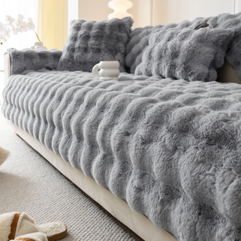 Plush sofa cushions for all seasons, living room bedroom decoration sofa simple modern dustproof sofa cover 4