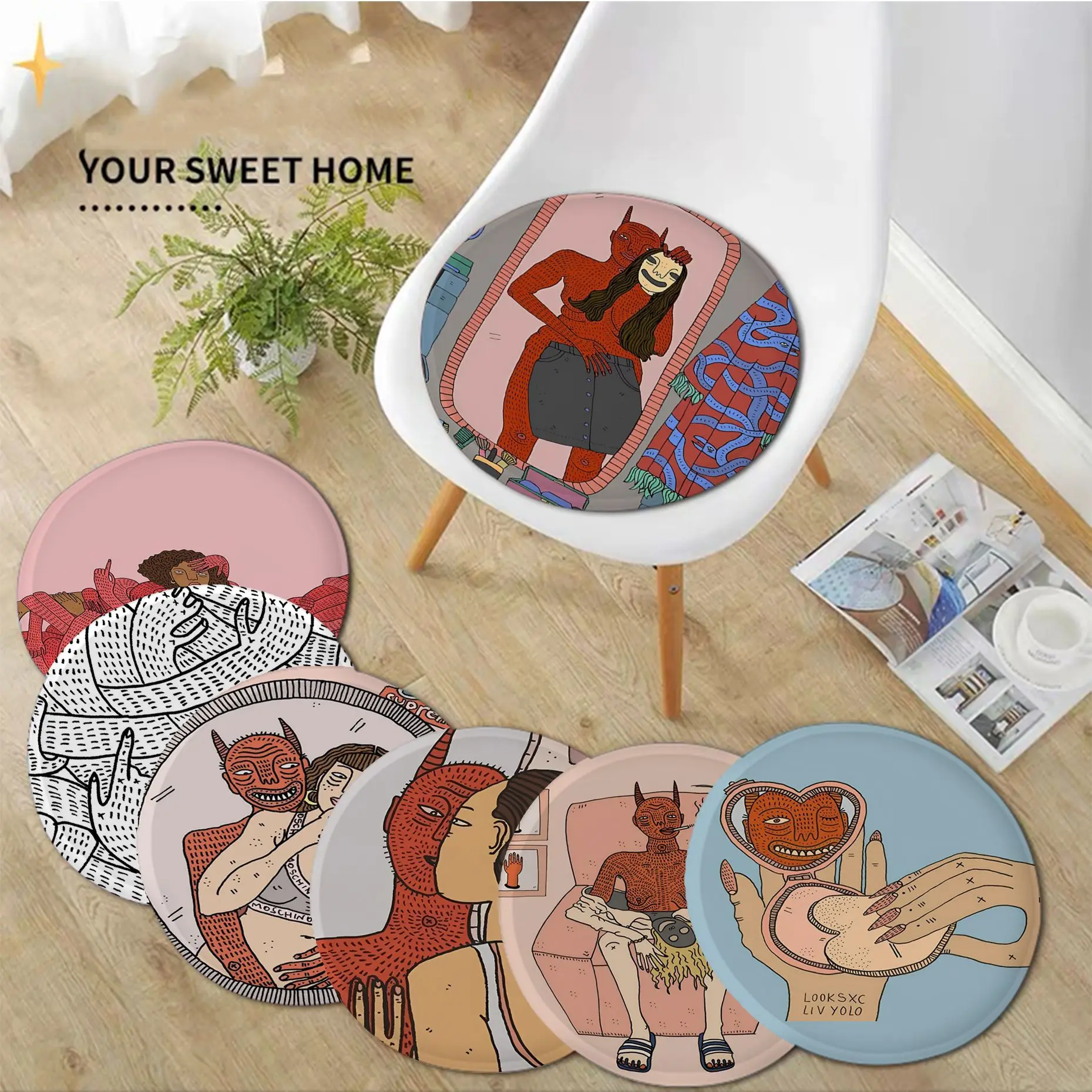 

Polly Nor Art European Seat Pad Household Cushion Soft Plush Chair Mat Winter Office Bar Chair Mat Pad