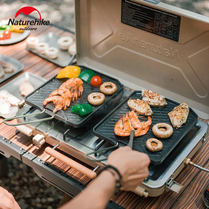 Naturehike BBQ Grill Frying Pan Camping Folding Non-stick Pan Cookware Stainless Steel Outdoor Ultralight BBQ Plate Kitchenware