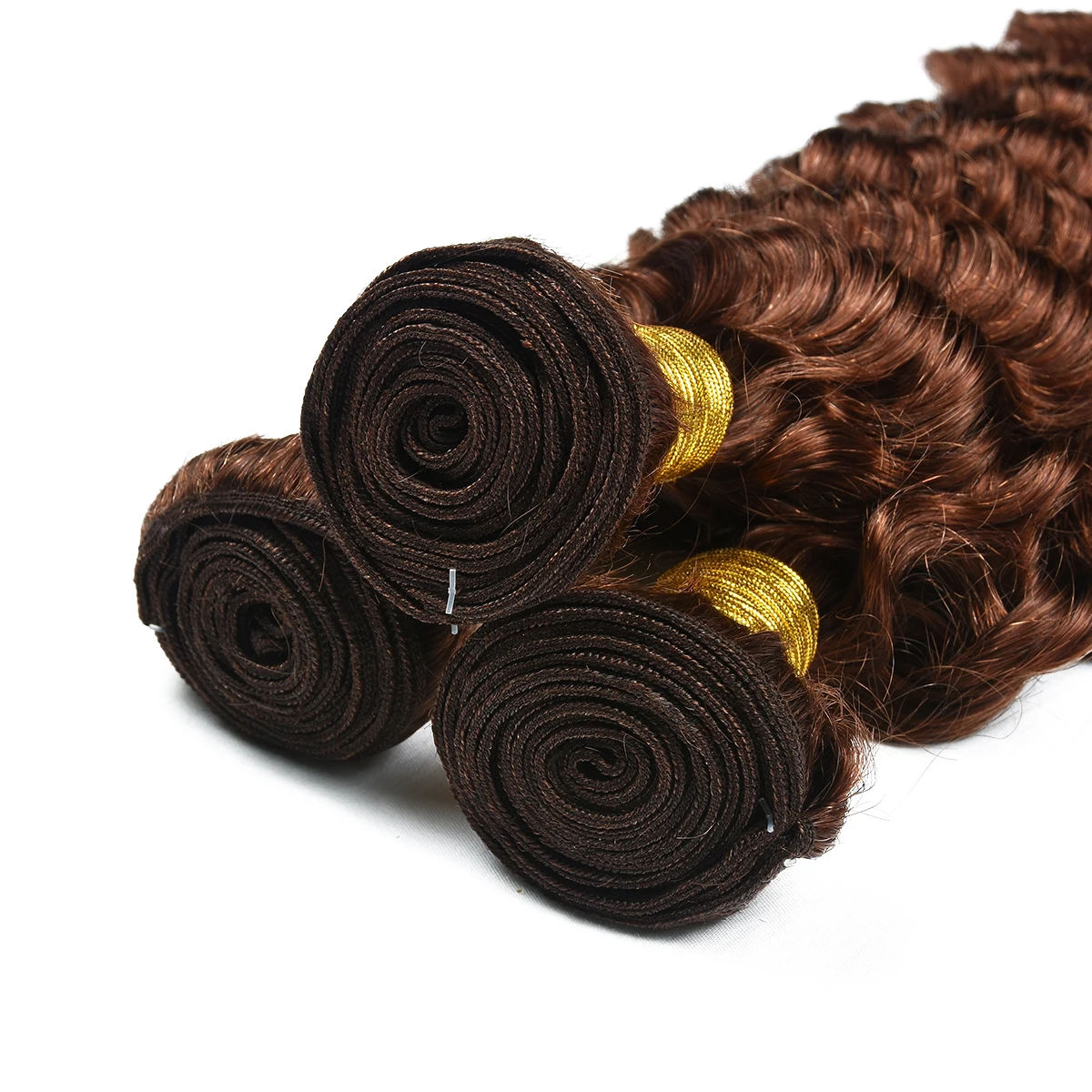 33# Deep Wave Human Hair Bundles Peruvian Remy Reddish Brown 1/3/4 Hair Bundles Deep Wave Human Extensions Weave