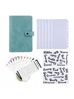 A6 Faux Leather Button Closure Loose Leaf Binder With Cash Envelope Pockets & Replacement Storage Bag ,Used for Bookkeeping, Sav 1