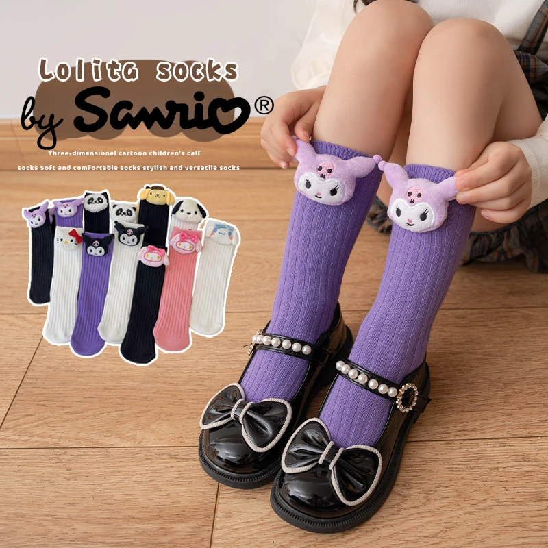 

New Sanrio Hello Kitty My Melody Children Mid-calf Socks Cartoon Cotton Breathable Sweat-absorbent Winter Warm Anime Cute Gift