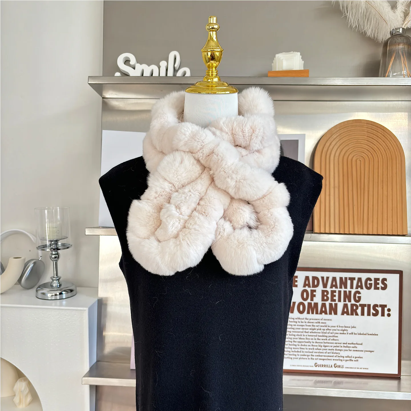 Koreanischen Stil Doppelseitige Echt Rex Kaninchen Fell Schal Herbst Winter Warme Kragen Unisex Modische Hals Wärmer – Detail 12