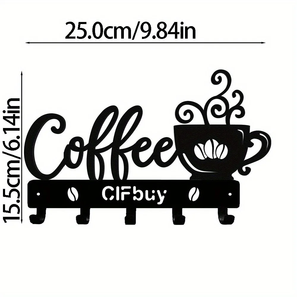 Coffee Bar Decor Rustic Metal Wall Art with Coffee Mug Sign and Hooks Coffee Shops and Homes Featuring a Stylish Coffee Bar Sign 2