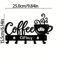 Coffee Bar Decor Rustic Metal Wall Art with Coffee Mug Sign and Hooks Coffee Shops and Homes Featuring a Stylish Coffee Bar Sign 2