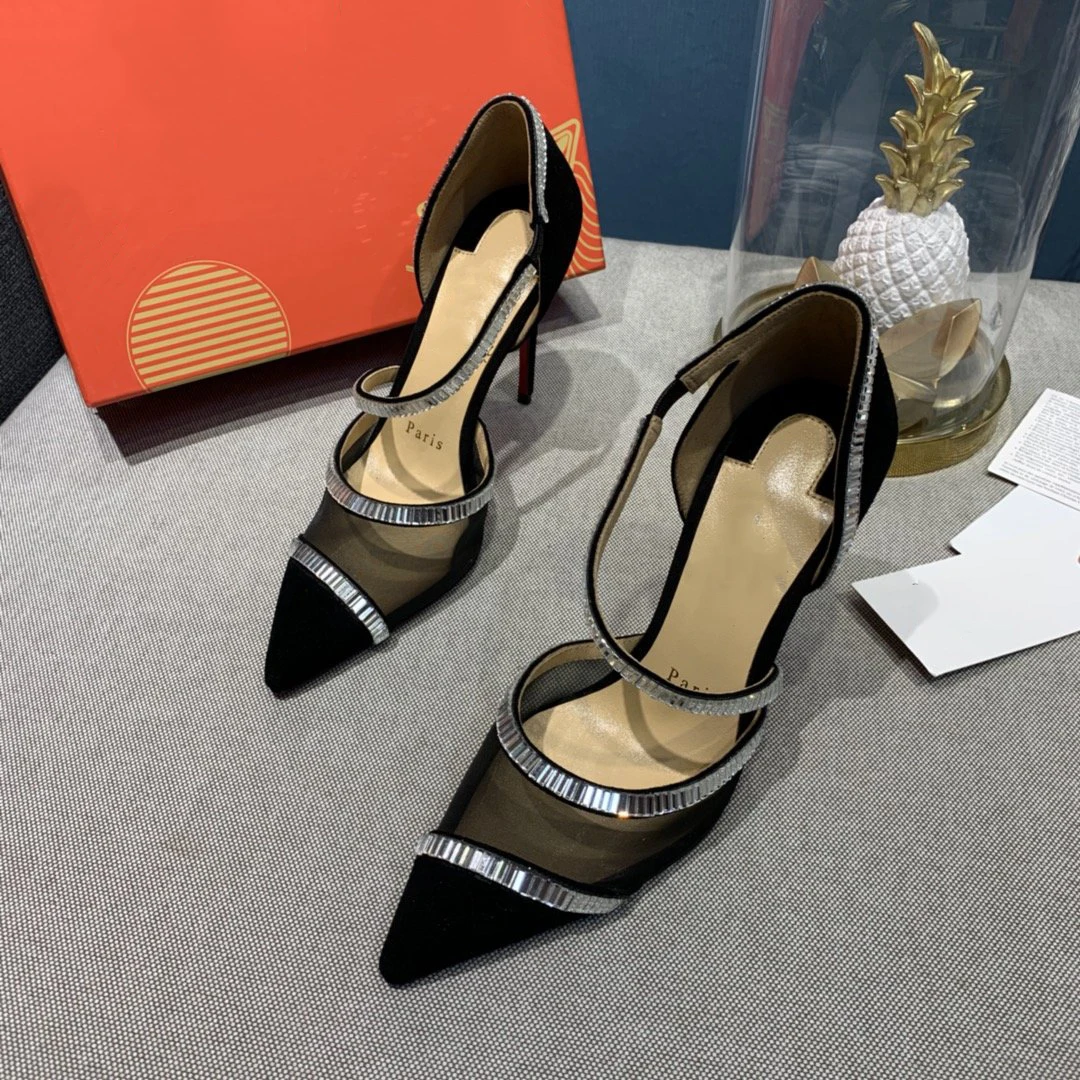 Top Quality Womens High Heels Luxury Fashion Ladies Crystal Glisten Red