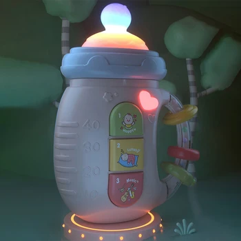 Baby Musical Feeding Bottle Pacifier Lighting Early Education Ringing Soothing Cartoon Soft Puzzle Teether Rattles Toddler Toy