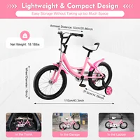 Vélo pour enfants de 16 pouces, pour enfants de 5 à 8 ans, hauteur de 100 à 135 cm, cadre en acier au carbone, double frein, siège réglable, roues d'entraînement 4