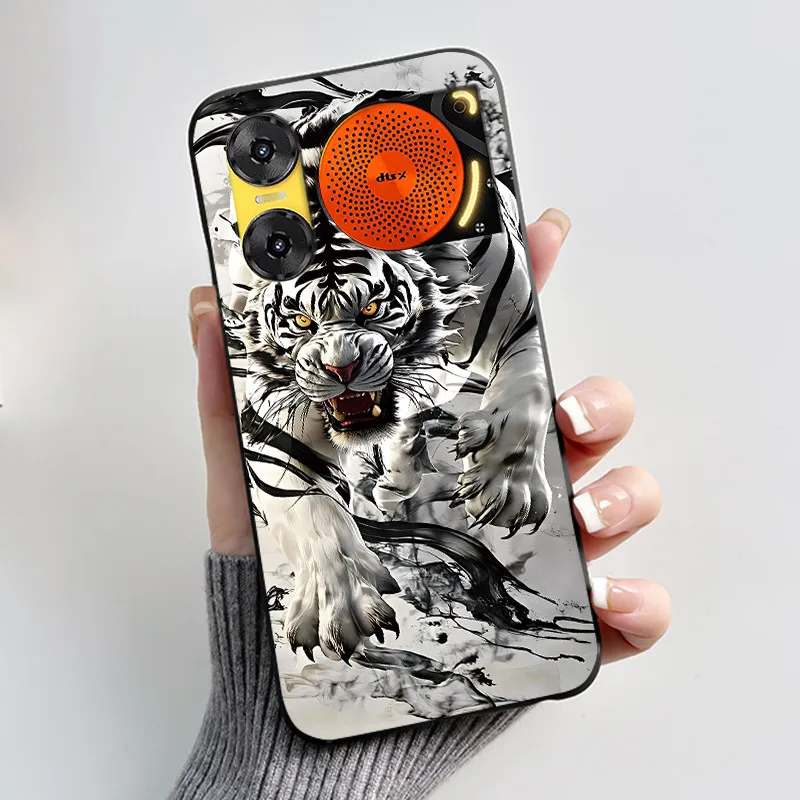 Cute Rabbit Black Silicone Phone Case, Soft TPU Cover