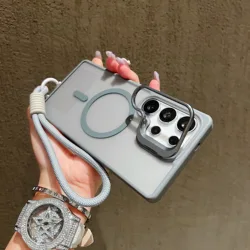 Wrist Strap Matte Lens Holder Case with Magnetic Lanyard - Galaxy A37 (Gray)