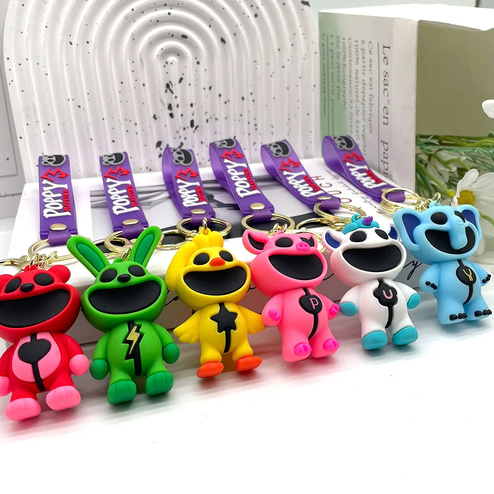 Smiling Critters keychain Cartoon Hopscotch Catnap Bearhug Key Chain For Men Women Backpack Pendant Gift for Kids plush keychain key chain bunny keychain balloon dog keychain