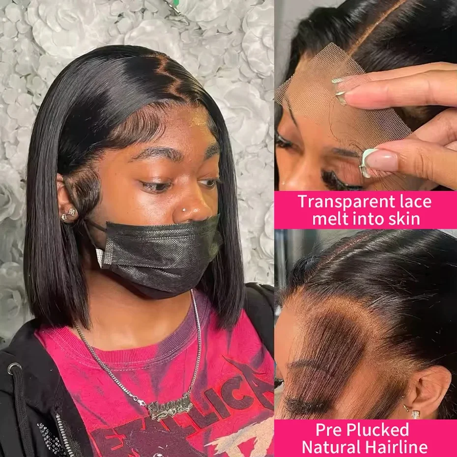 13x4 Hochwertige, knochenglatte Perücken aus 100 % Echthaar, 13x6 Lace Frontal Bob Perücken, 2x6 5x5 sofort tragbare, kleberlose Perücken aus rohem vietnamesischem Haar – Detail 13