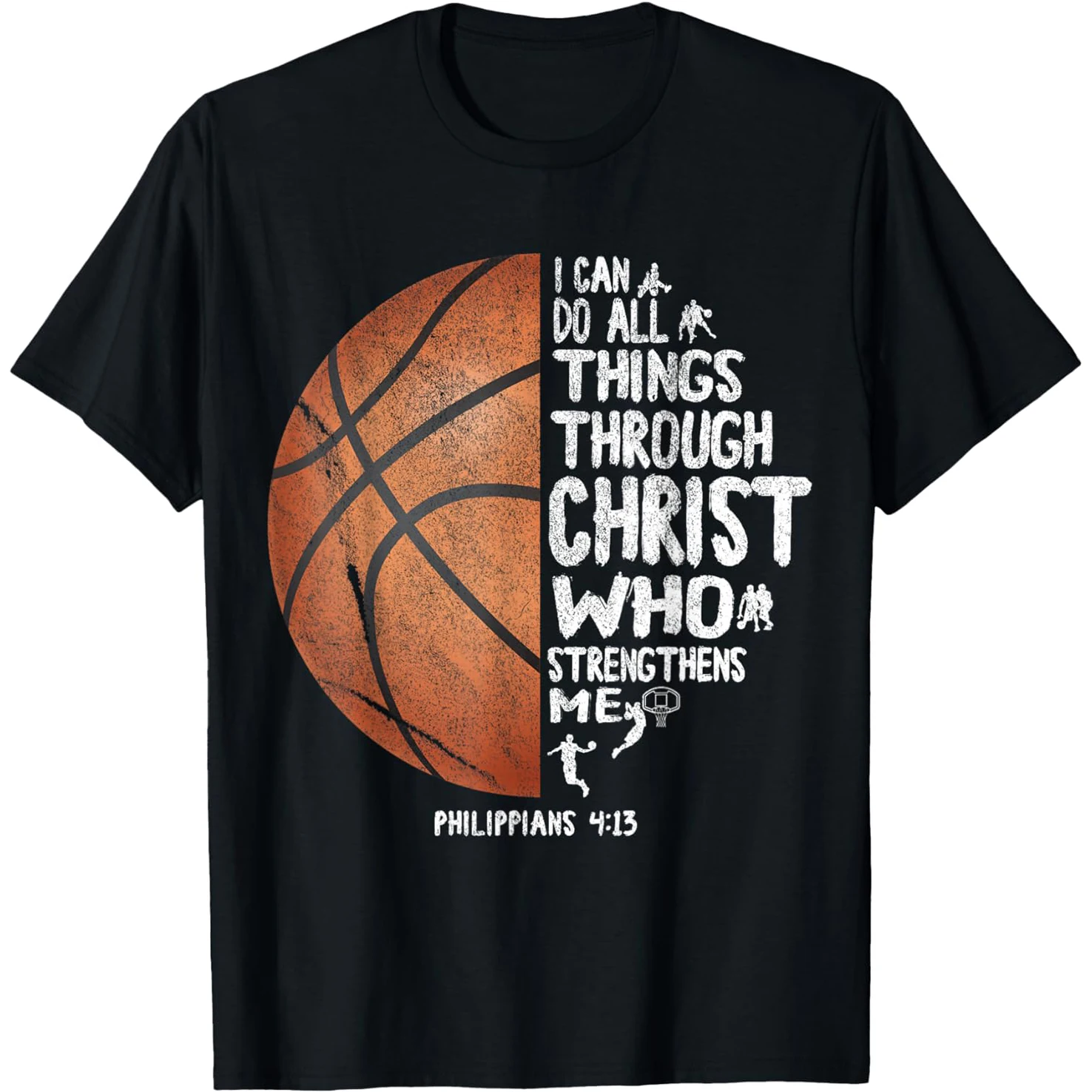 Alles, was wir tun können, wir tun es durch Christus, Philipper 4:13, Basketball-T-Shirts für Herren, Streetwear-T-Shirt, kurzärmelig, Unisex, lockere Kleidung