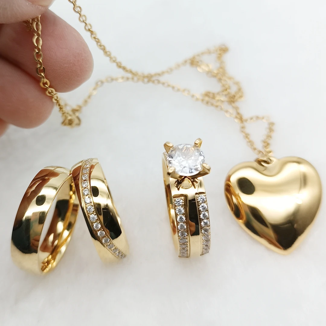 

Custom Rings For Women Designer Jewelry Pendant Necklace Wedding Engagement Bridal Sets For Couples 18k Gold Plated Ring