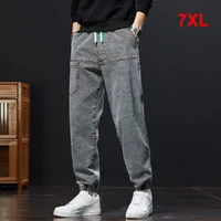 Vintage Denim Pants Men Elastic Waist Jogger Pants Plus Size 8XL Fashion Straight Jeans Male Trousers Big Size 8XL 1