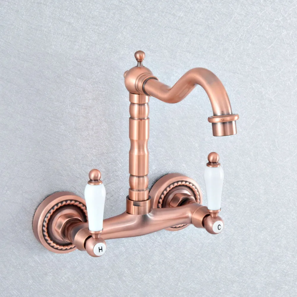 antique-red-copper-swivel-spout-kitchen-sink-faucet-wall-mount-bathroom-basin-cold-hot-water-taps-dsf883