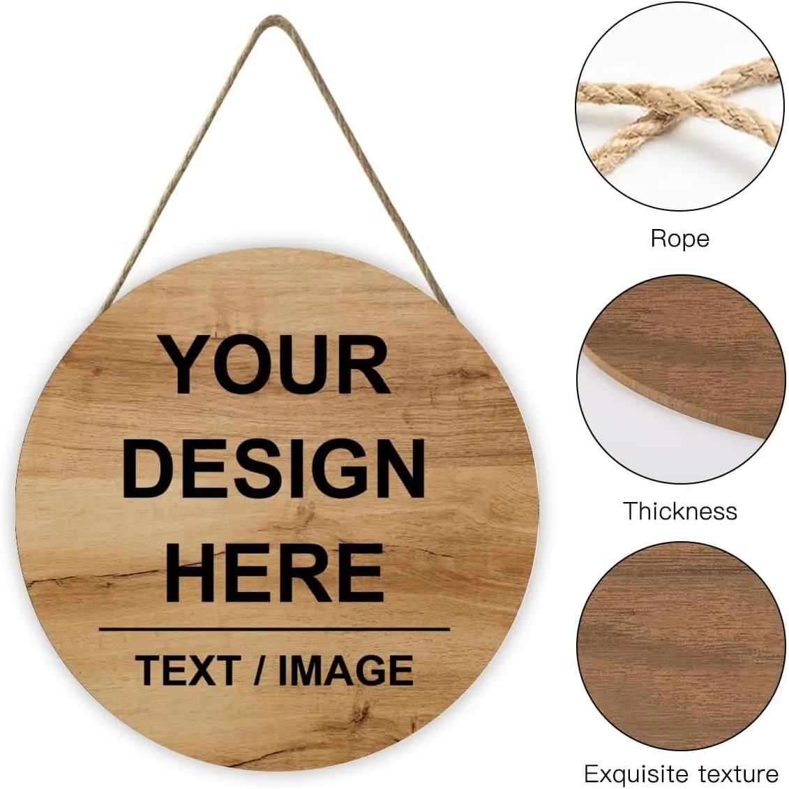 Customizable 12 Round Wood Door Sign - Personalized Welcome Decor Wall Plaque