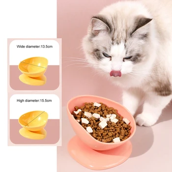 Tilted Raised Posture Cat Food Bowl Neck Protection Anti Vomiting 15 Degree Elevated Slanted Stand Pet Bowls for Cats Puppies 6