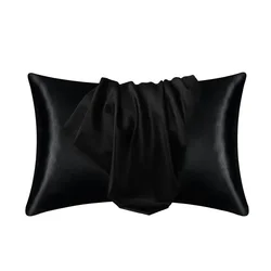 Luxurious Silk Satin Pillowcase - Hair & Skin Beauty Collection, Set of 1 or 2 Pillow Covers - 51×66cm (Black)