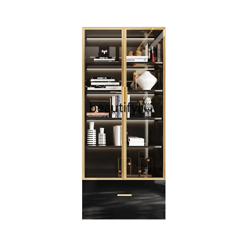 

Light Luxury Bookcase with Light Modern Minimalist Paint Study Living Room Locker Glass Door Wine Cabinet furniture