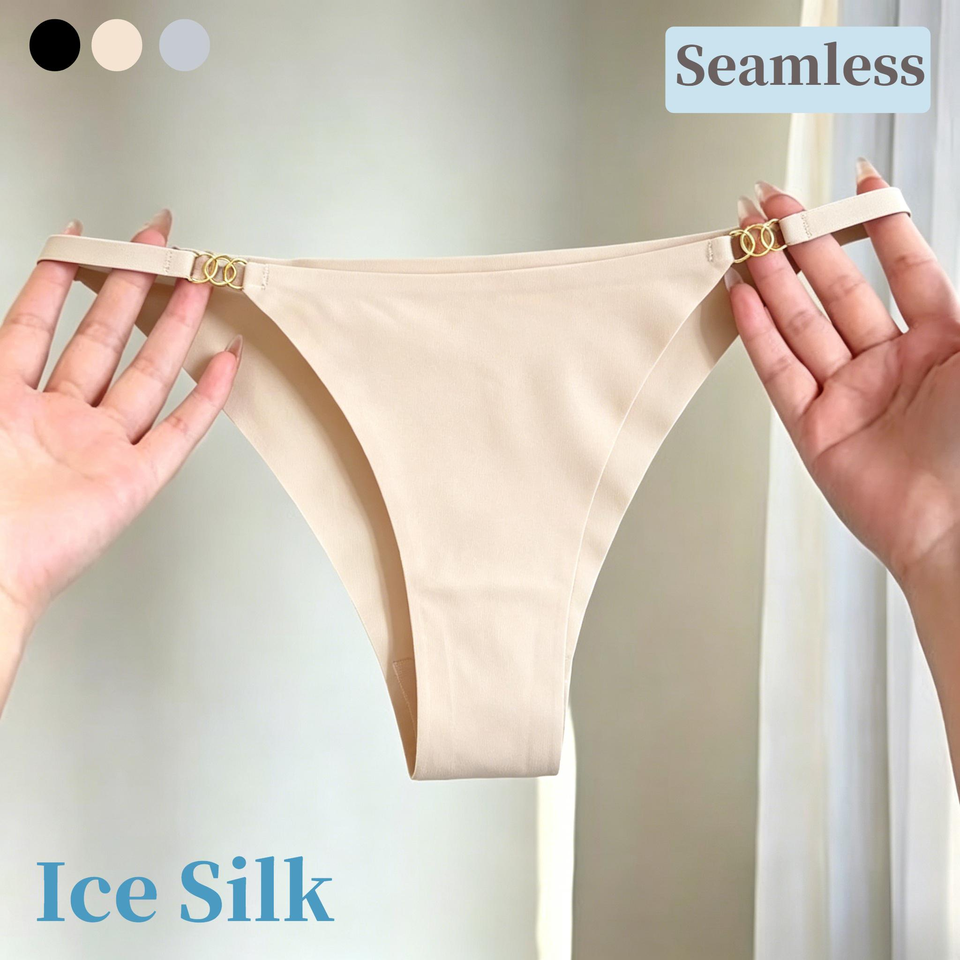 3 PCS Women Seamless Thong Ultra Thin Quick Dry Briefs Metal Decor Low Waist Smooth Breathable Sexy Ladies Underwear Panties