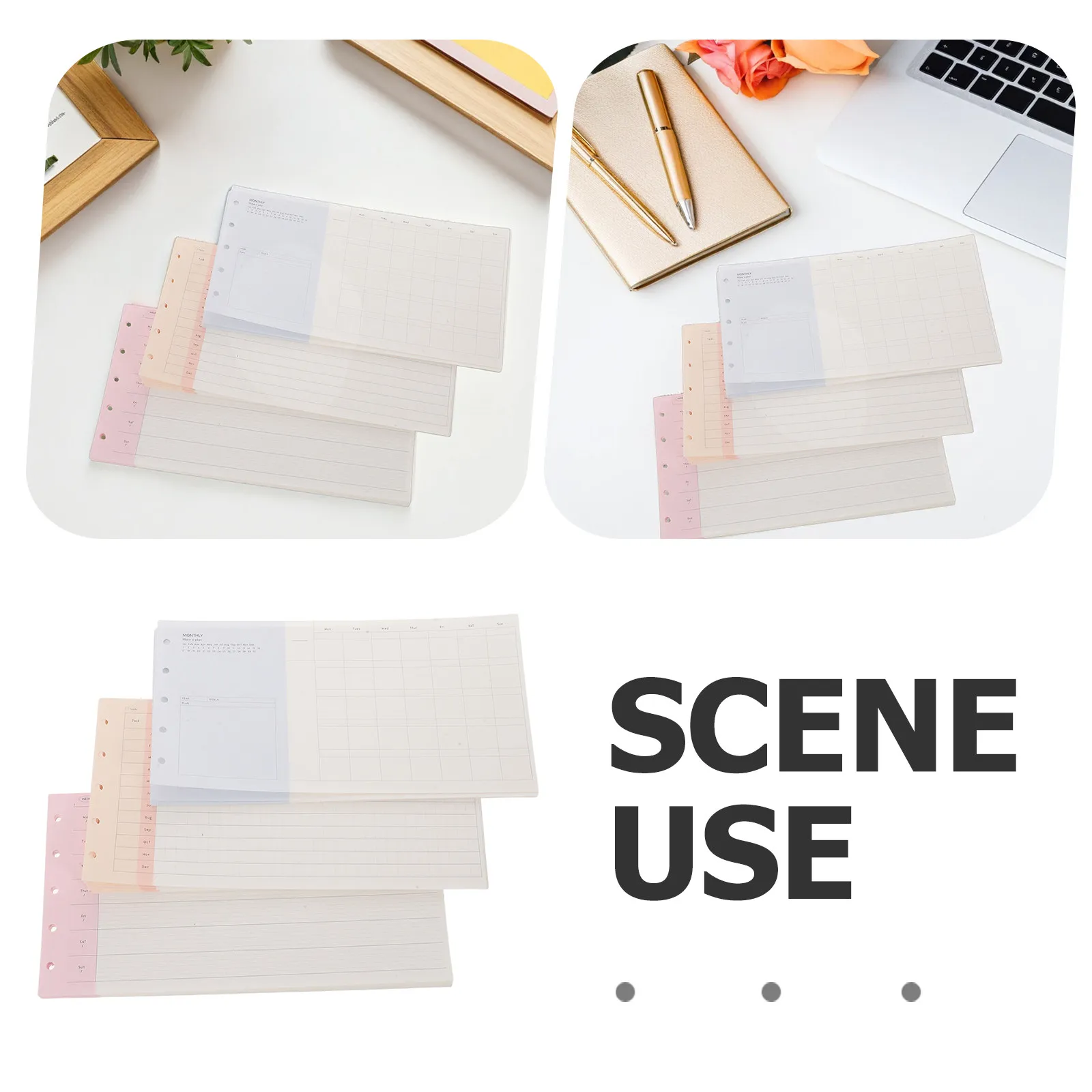 3세트 M5 트라이폴드 A6 바인더 리필 5홀 펀치 루즈리프 플래너 용지 120gsm 휴대용 데일리 위클리 먼슬리 루틴 오거나이저