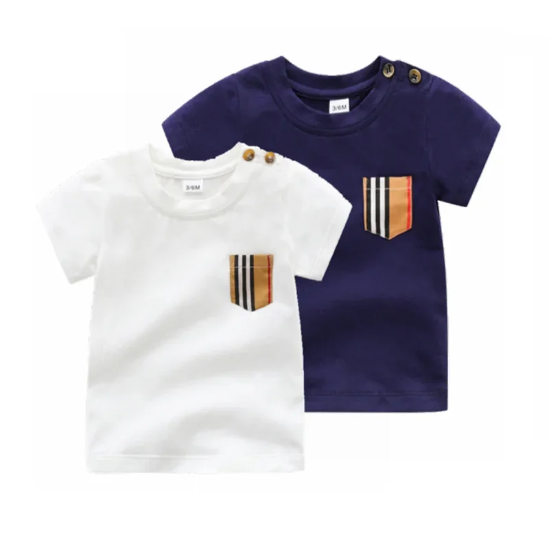 

New 2022 fashion Newborn baby clothes T-shirt cotton stripes round neck short sleeve toddler baby boy girl tops 0-24 months