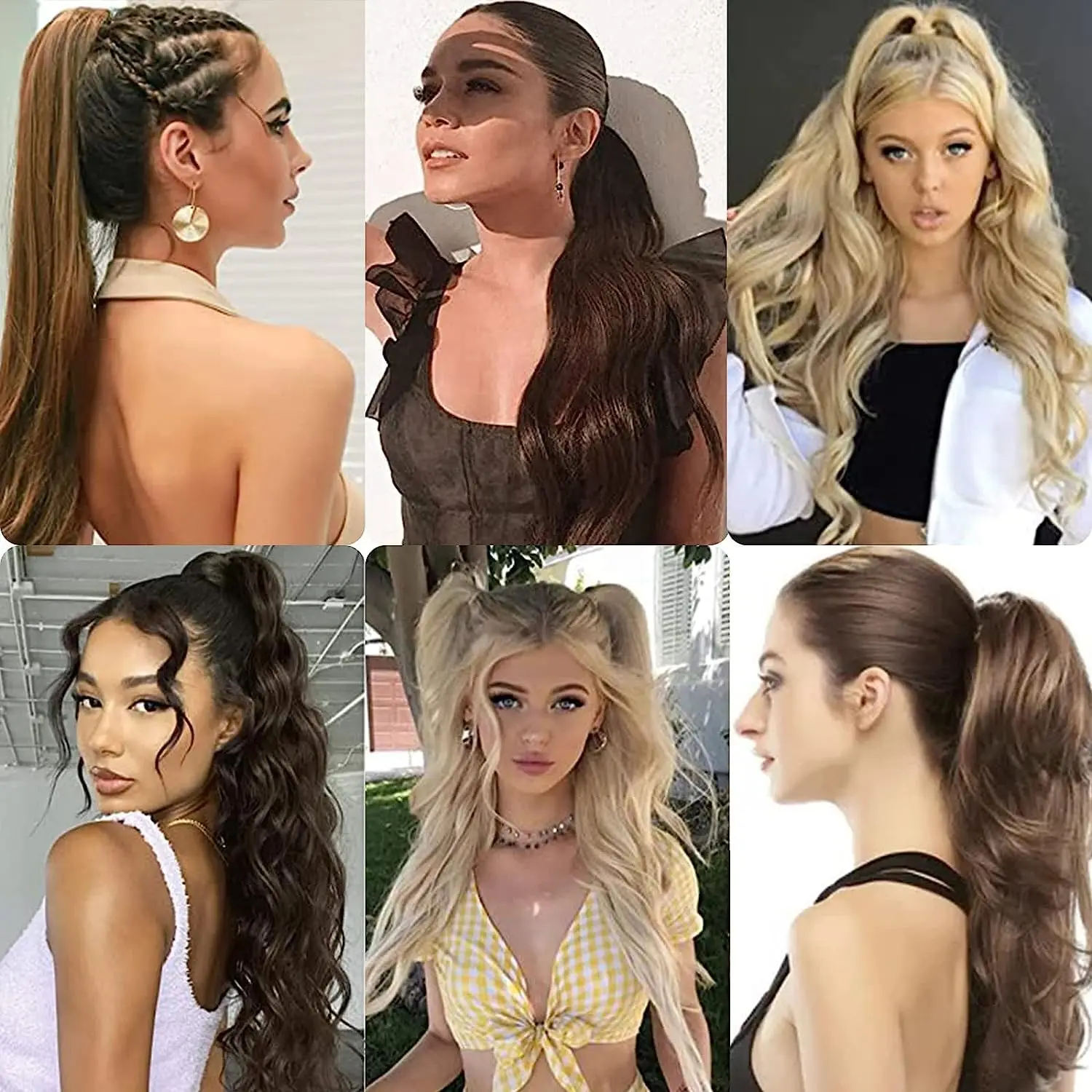 Synthetic Wavy Ponytail Hair Extensions for Women