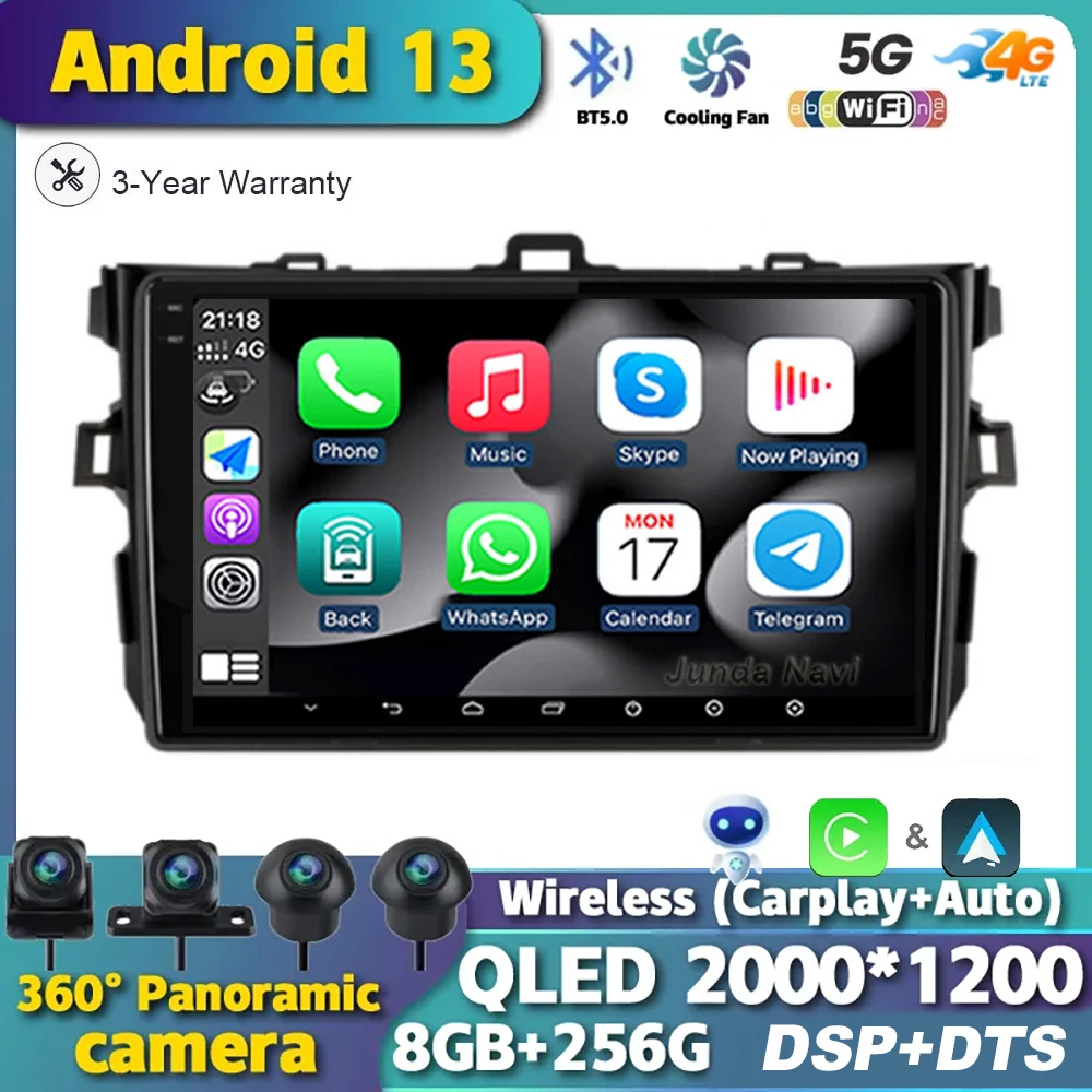 

Android 13 Carplay For Toyota Corolla E140/150 2007 2008 2009 2010 2011 2012 2013 Multimedia 4G Video Player GPS Navigation QLED