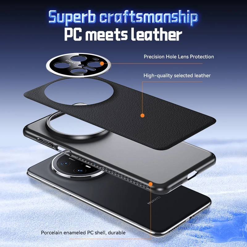 Premium PU Leather Carbon Fiber Shockproof Magnetic Wireless Charging Case
