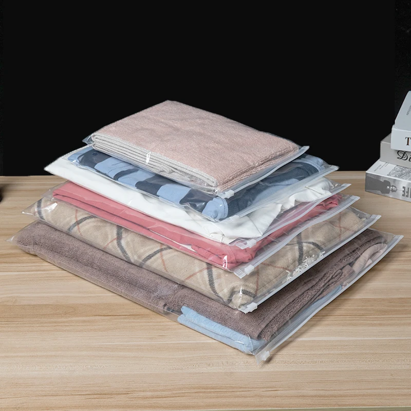 TETP 10Pcs 투명 천 포장 지퍼 가방 홈 여행 속옷 티셔츠 짧은 스카프 드레스 스토리지 주최자 사용자 정의