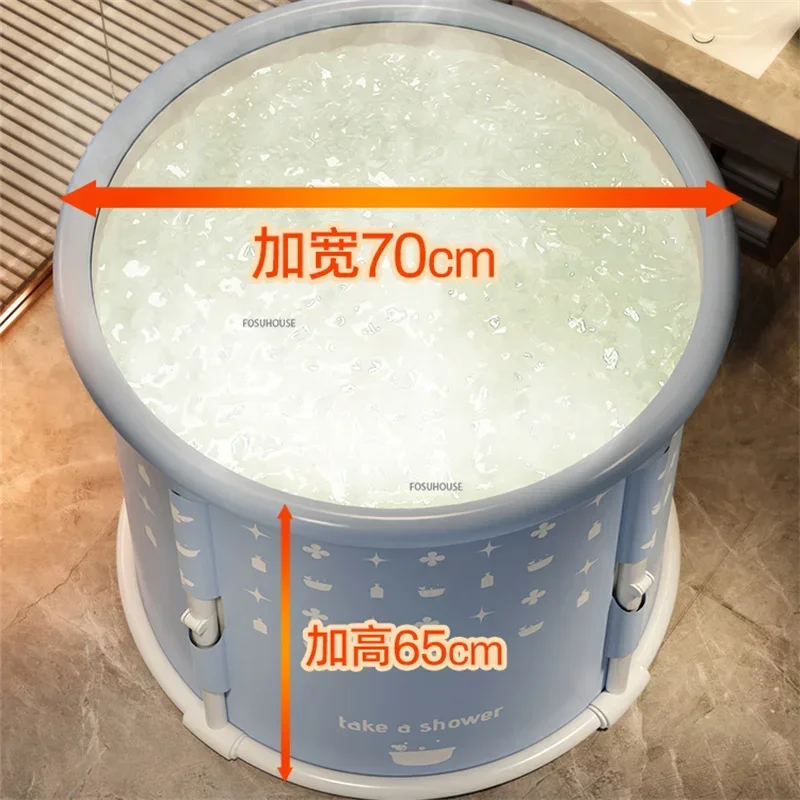 Small Apartment Bathroom Tub Foldable Bathtub Household for Adults Dormitory Round Bath Bucket Hot Sauna Bathtub Bath Artifact