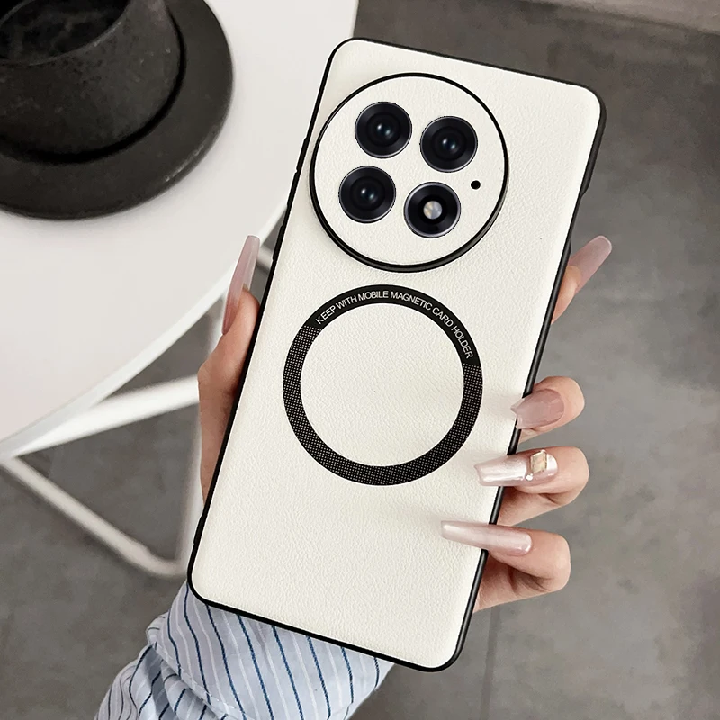 Premium Magnetic PU Leather Protective Case with Wireless Charging Compatibility