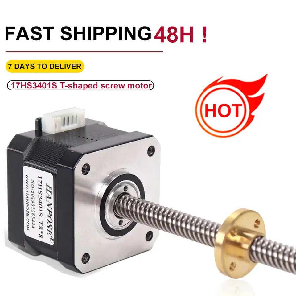 Nema17 Stepper Motor T8 Lead 2/4/8MM Screw 300MM Length Z Axis 1.8 Degrees 17HS3401S-T8 1.3A 28N.CM For 3D Printer Monitor image 1
