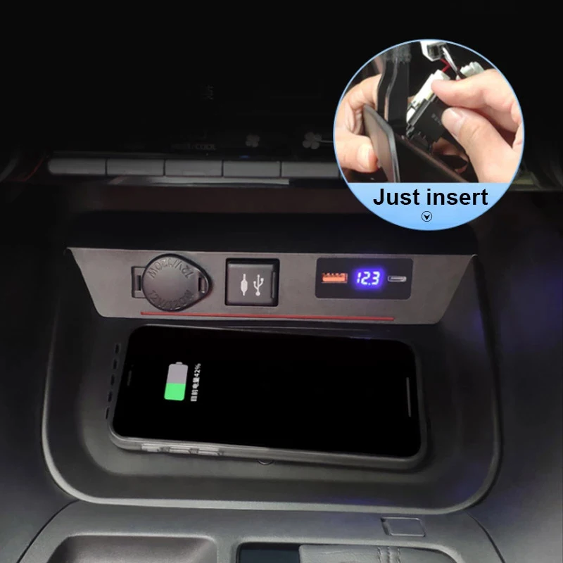 15W Car Wireless Charging Pad for Toyota RAV4 XA50 LE XLE XSE 2019~2023 Phone Fast Charger Plate Panel Tray Accessorie 2020 2021