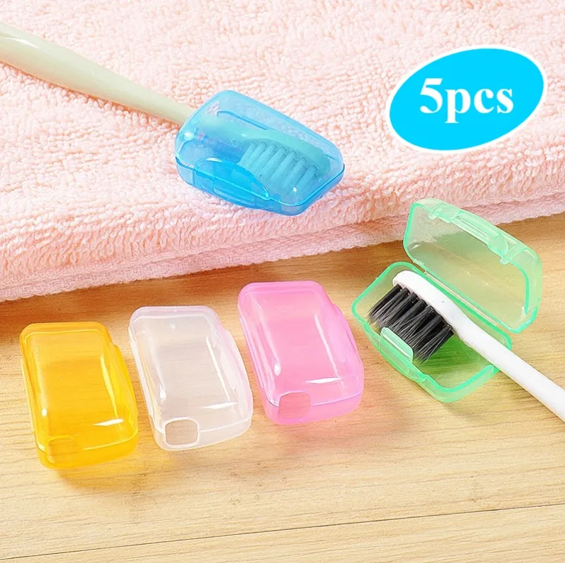 5pcs Portable toothbrush case Travel portable toiletry toothbrush case Toothbrush head protective toothbrush case