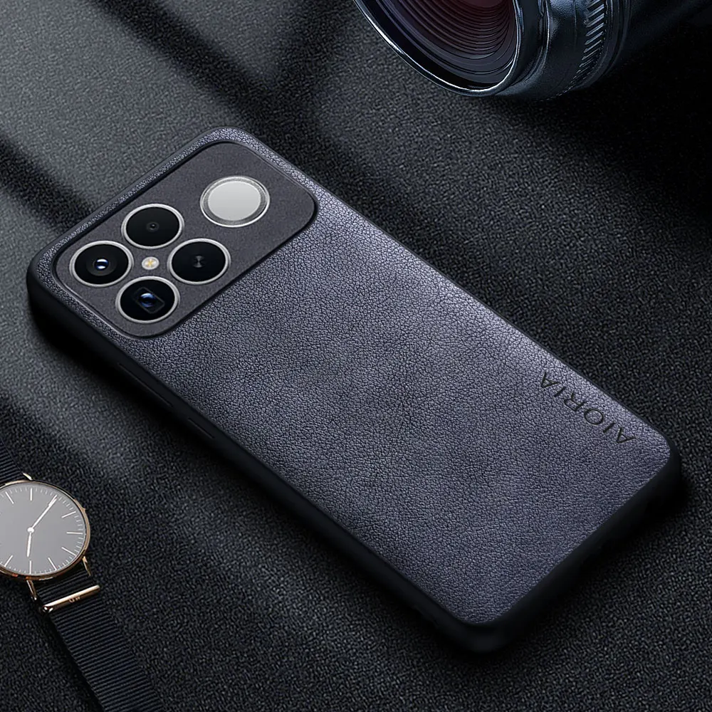 Premium Luxury Leather Retro Business Style Solid Color Phone Case