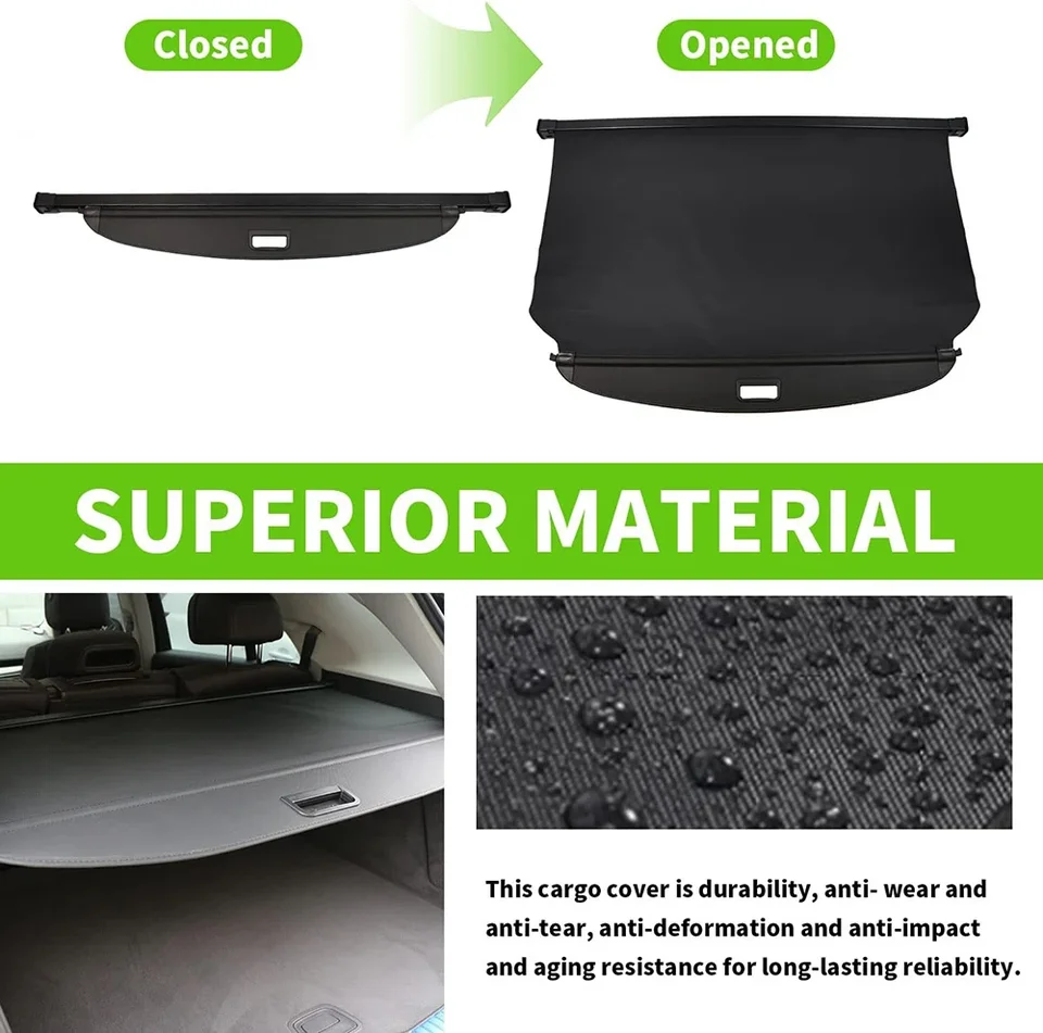 WFLNHB Trunk Cargo Luggage Security Shade Cover Shield Black - View #3